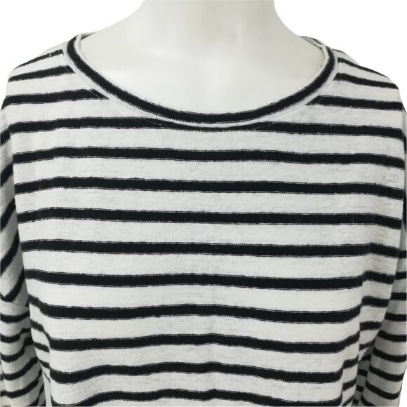 Lovestitch Linen Striped Shirt Size S Long Sleeve Distressed Lagonlook Hole Hem - Picture 2 of 12